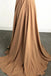 A Line Burgundy V Neck Ruffles Slit Bridesmaid Dresses, Long Cheap Prom Dresses SK12