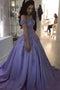 Lavender Ball Gown Off the Shoulder Lace Appliques Prom Dresses PDJ66
