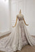 Elegant A Line Round Neck Sheer Neckline Beaded Formal Dresses With Detachable Train WD05