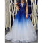 Elegant Royal Blue White Ombre Long Prom Dresses with Appliques for Teens PDH18