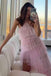 New Style Halter Layered Tulle Pink Prom Dresses, Long Bridesmaid Dresses OM0059