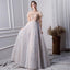 Gray A Line High Neck Short Sleeves Prom Dresses With Beads PDL26