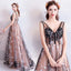 A Line V Neck Appliques Long Prom Dress With Stars Evening Dresses PDQ71