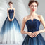 Strapless Ombre A Line  Tulle Prom Dress Long Formal Dresses PDQ74