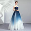 Strapless Ombre A Line  Tulle Prom Dress Long Formal Dresses PDQ74
