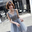 V Neck A Line Beaded Homecoming Dresses, Short Tulle Prom Dress PDN59
