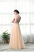 A Line Bateau Tulle Long Prom Dresses With Beads PDL27
