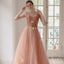 Charming A Line Long Tulle Prom Dresses With Flowers PDK59