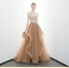 A-line Spaghetti Straps Tulle Long Lace Appliques Prom Dresses Formal Evening Dress PDR85