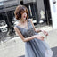 V Neck A Line Beaded Homecoming Dresses, Short Tulle Prom Dress PDN59