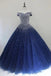Sparkly off-shoulder ball gown prom dresses beaded evening dress mg282