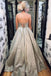 Sparkly a-line sweetheart silver long prom dress with pockets mg246