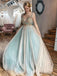 A-line v neck tulle beading prom dresses plus size evening dress mg277