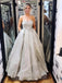 Sparkly a-line sweetheart silver long prom dress with pockets mg246