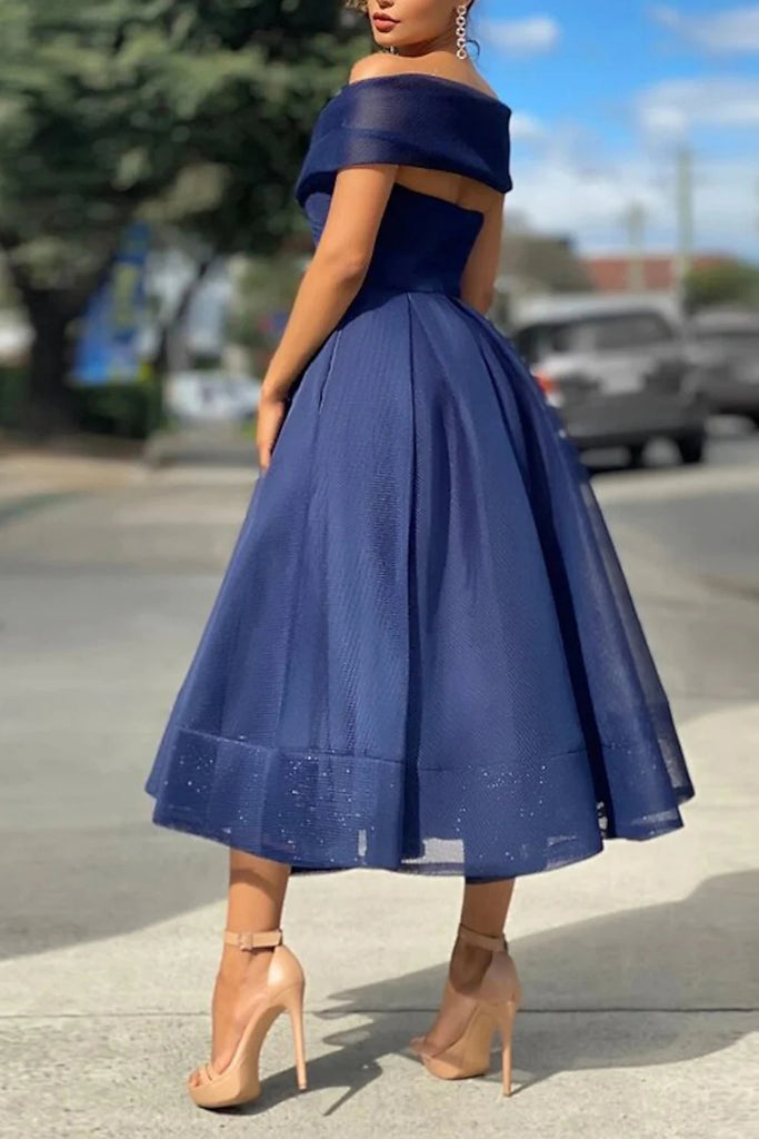 A Line Off the Shoulder Pink Tulle Short Prom Dresses with Pockets, Homecoming Dress OMH0046