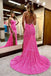 Cute Pink Mermaid Sequins Sweetheart Prom Dresses With Slit, Sleeveless Cocktail Dress OM0346