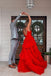 Ball Gown Red V Neck Spaghetti Straps Tulle Tiered Prom Dress, Graduation Dresses OM0321