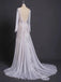 Elegant Lace Bridal Dress, Long Sleeves Backless Beach Wedding Dresses PDN91