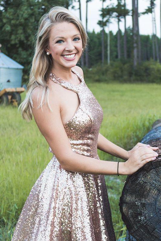 Shiny Sequin Halter Simple Homecoming Dresses, Sparkly Sequin Short Party Dress PPD26