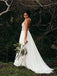 Spaghetti Strap Beaded Ivory Chiffon V Neck Long Cheap Wedding Dresses PDH70