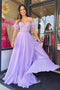 Elegant A Line Sweetheart Lavender Chiffon Prom Dresses With Lace, Evening Gowns OM0334