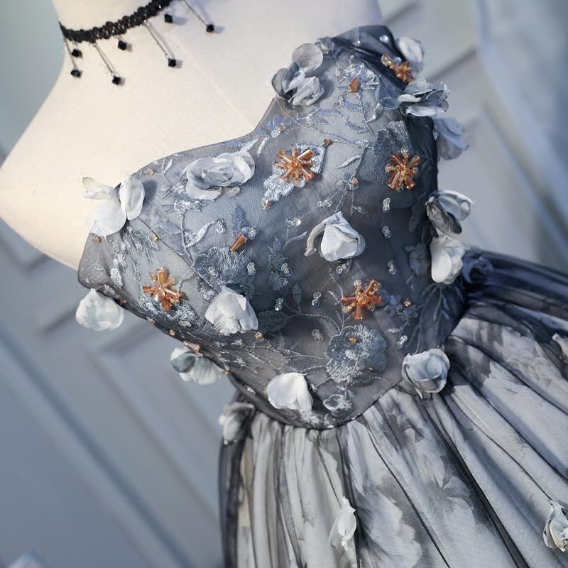 Sweetheart A Line Flowers Homecoming Dresses, Short Prom Dress PDN57