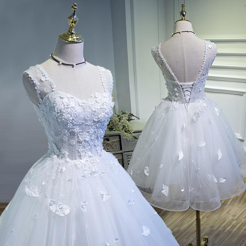 A Line Lace Appliques Homecoming Dresses, Short Sleeveless Prom Dress PDN67