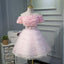Cute Pink A Line Tulle Off the Shoulder Homecoming Dresses With Flowers PDN53