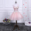 Pink A Line Tulle Spaghetti Straps Homecoming Dresses With Appliques PDN54