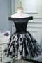 A Line Black Off the Shoulder Homecoming Dresses, Short Prom Dress PDN69