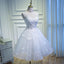 A Line Lace Appliques Homecoming Dresses, Short Sleeveless Prom Dress PDN67
