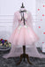 Pink A Line Tulle Spaghetti Straps Homecoming Dresses With Appliques PDN54