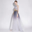 A Line Halter Tulle Long Prom Dresses With Appliques PDL28