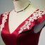 V Neck A Line Satin Appliques Short Homecoming Dresses PDN47