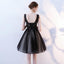 A Line V Neck Black Homecoming Dresses, Short Tulle Appliques Prom Dress PDN63