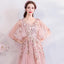 Princess A Line Pink Long Tulle Appliques V Neck Prom Dresses PDG68