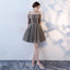 A Line Half Sleeves Off the Shoulder Homecoming Dresses, Short Appliques Prom Dress PDN62
