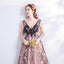 A Line V Neck Appliques Long Prom Dress With Stars Evening Dresses PDQ71