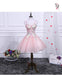 Pink A Line Tulle Spaghetti Straps Homecoming Dresses With Appliques PDN54