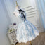 A Line Lace Appliques Halter Homecoming Dresses, Short Party Dress PDN56