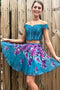 Two Piece Turquoise Off Shoulder Beading Floral Homecoming Dresses PPD33