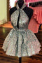 Sparkly A Line Silver Sequins Homecoming Dresses, Above Knee Mini Cocktail Dresses SK24