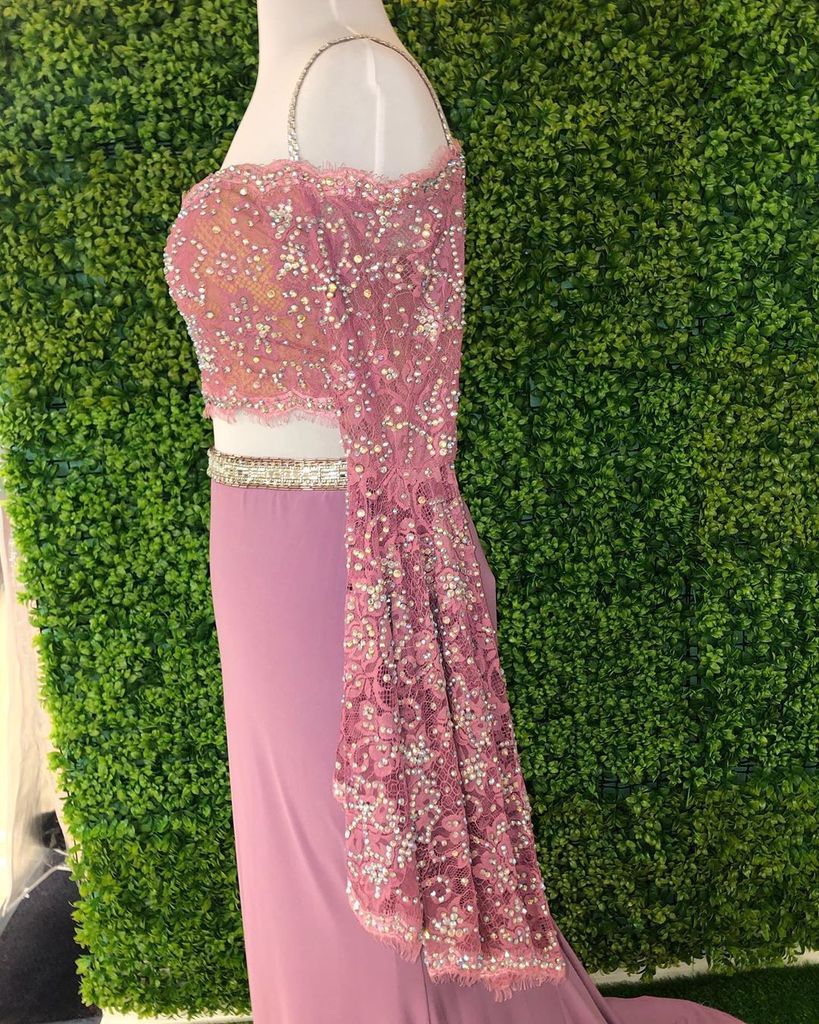 Chic Sheath Spaghetti Straps Pink Long Sleeves Prom Dresses Evening Dress PDT1