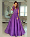 A-line V neck Long Sleeves Prom Dresses Lace Appliques Formal Gowns PDR73