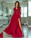 A-line V neck Long Sleeves Prom Dresses Lace Appliques Formal Gowns PDR73