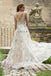 A Line V Neck Lace Appliques Long Off White Prom Dresses Evening Dresses PDR48
