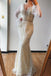 Elegant Sparkly Mermaid V neck Lace Beaded Long Sleeves Prom Dresses Evening Gowns PD190