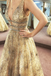 Charming A-line V neck Sparkly Tulle Evening Dress Long Sequins Prom Dress PDS17