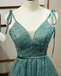 Spaghetti Straps Tulle Modest A Line Evening Dress Long Prom Dress PDR98