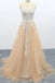 A Line Tulle Lace Appliques Sweep Train Evening Dress Senior Prom Dress PDS1